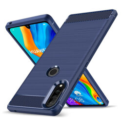 Husa Huawei P30 Lite Techsuit Carbon Silicone, albastru
