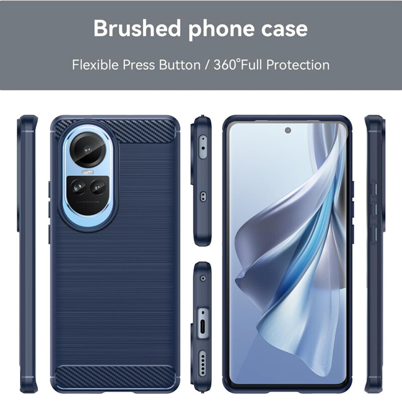 Husa Oppo Reno10 Techsuit Carbon Silicone, albastru