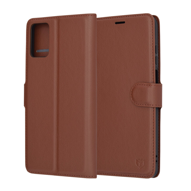 Husa Motorola Moto E22 Techsuit Leather Folio, maro