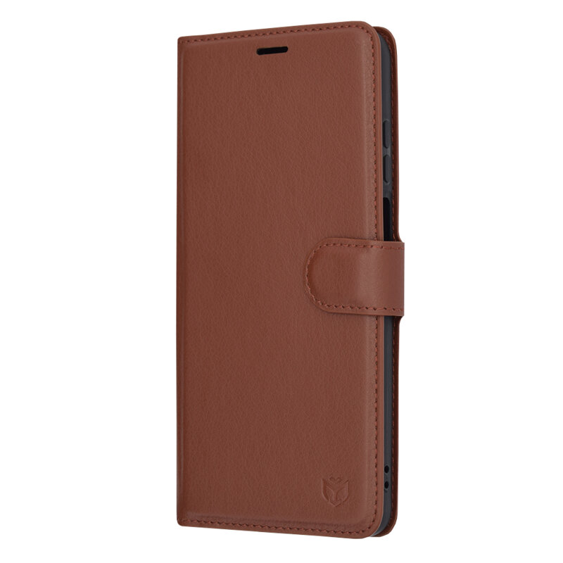 Husa Motorola Moto E22 Techsuit Leather Folio, maro