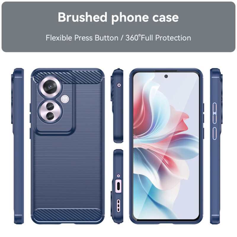 Husa Oppo Reno11 F Techsuit Carbon Silicone, albastru