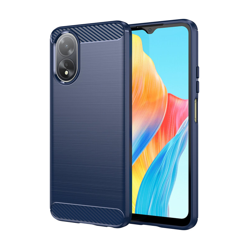Husa Oppo A38 Techsuit Carbon Silicone, albastru