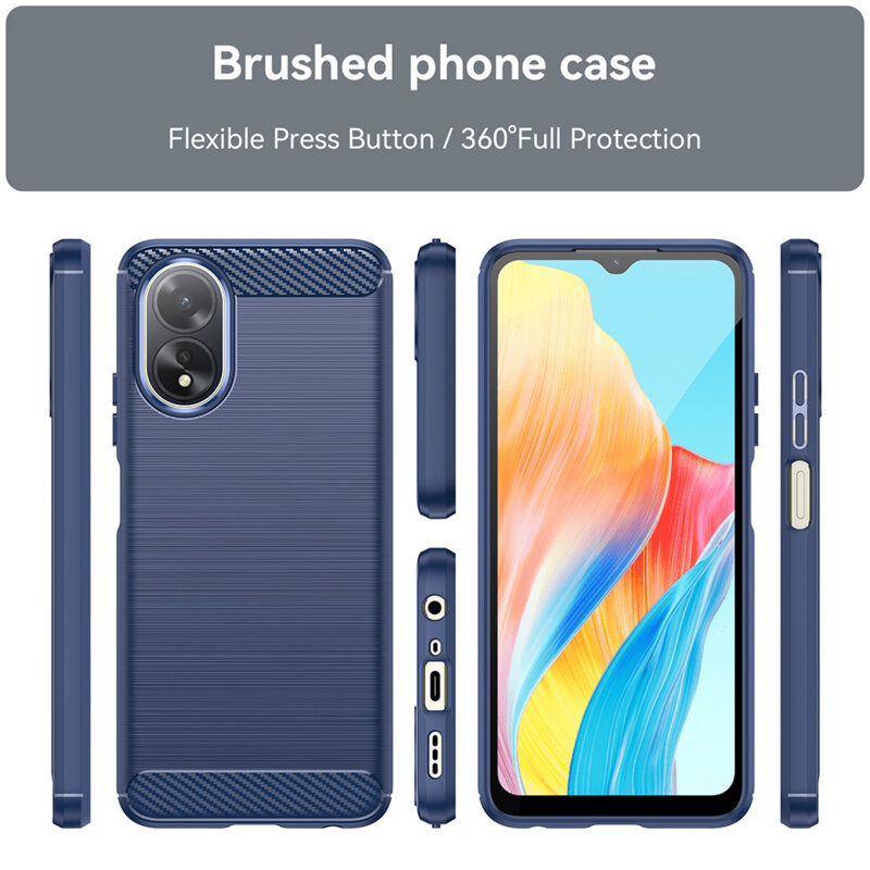 Husa Oppo A18 Techsuit Carbon Silicone, albastru