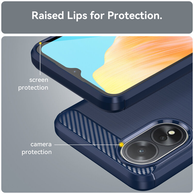 Husa OnePlus Nord N20 SE Techsuit Carbon Silicone, albastru