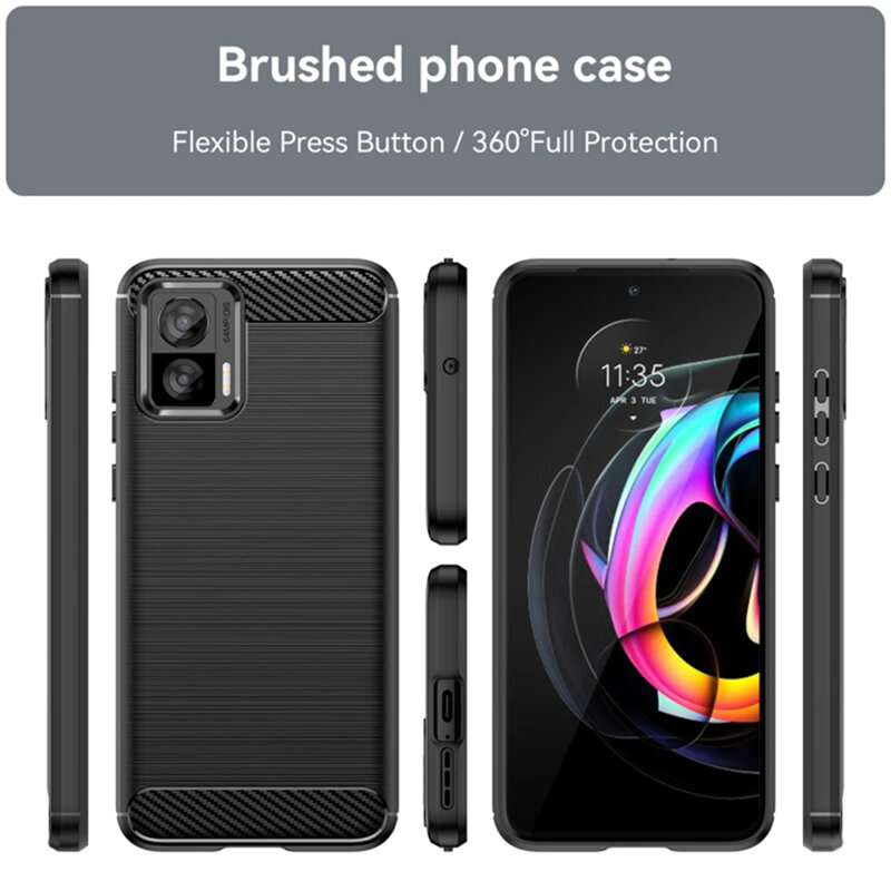 Husa Motorola Edge 30 Neo Techsuit Carbon Silicone, albastru