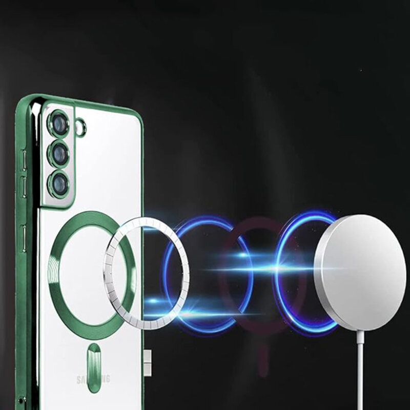 Husa premium Samsung Galaxy S21 5G Techsuit Luxury Crystal MagSafe, verde inchis