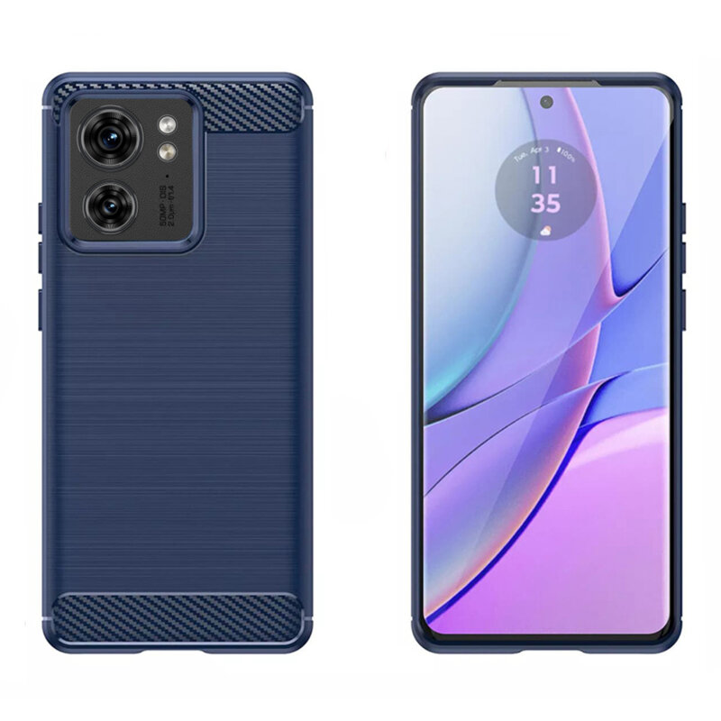 Husa Motorola Edge (2023) Techsuit Carbon Silicone, albastru