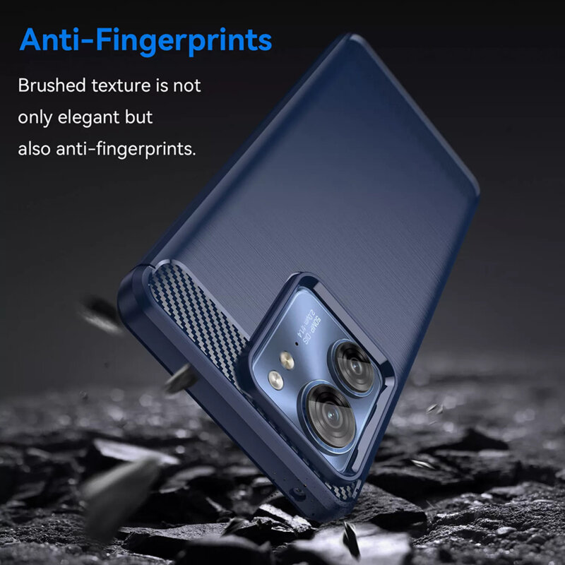 Husa Motorola Edge (2023) Techsuit Carbon Silicone, albastru