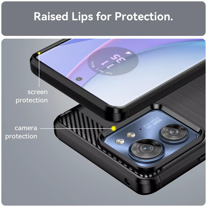Husa Motorola Edge (2023) Techsuit Carbon Silicone, albastru