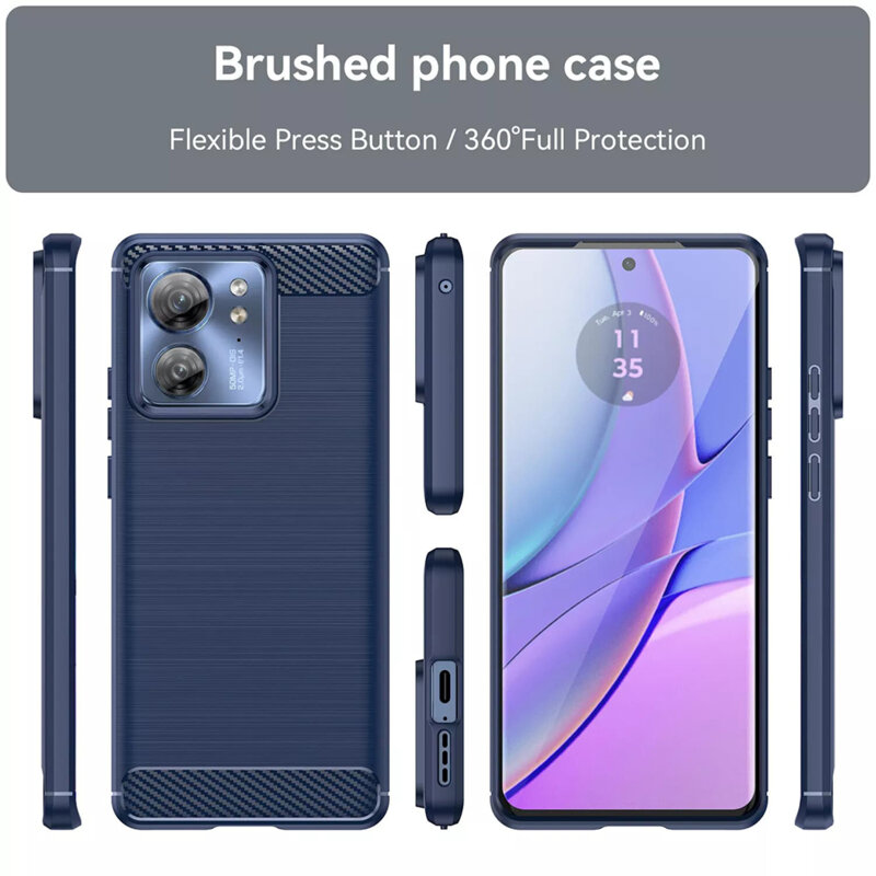 Husa Motorola Edge (2023) Techsuit Carbon Silicone, albastru