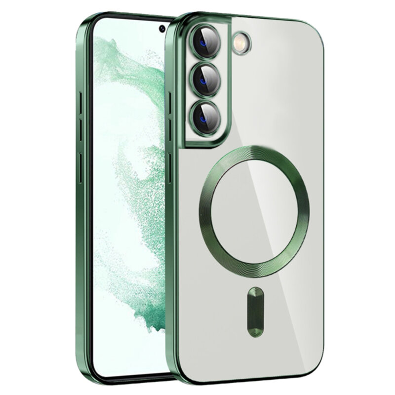 Husa premium Samsung Galaxy S21 5G Techsuit Luxury Crystal MagSafe, verde inchis
