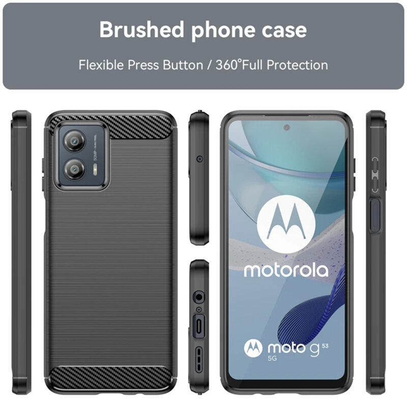 Husa Motorola Moto G53 Techsuit Carbon Silicone, albastru