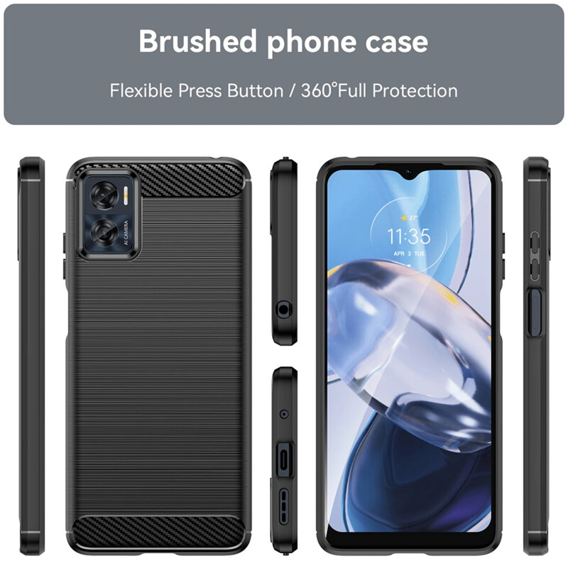 Husa Motorola Moto E22 Techsuit Carbon Silicone, albastru