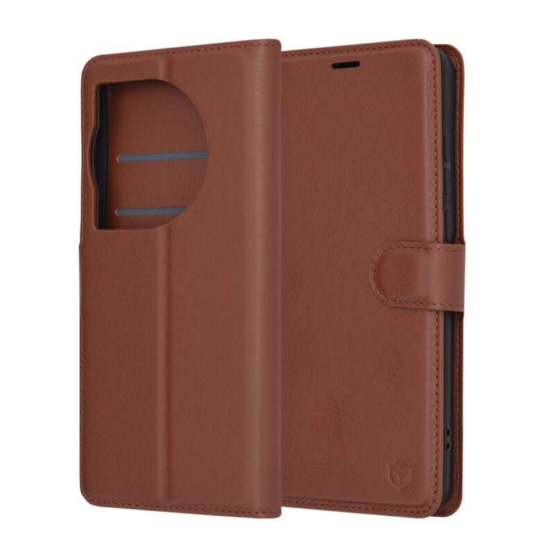 Husa OnePlus 12 Techsuit Leather Folio, maro