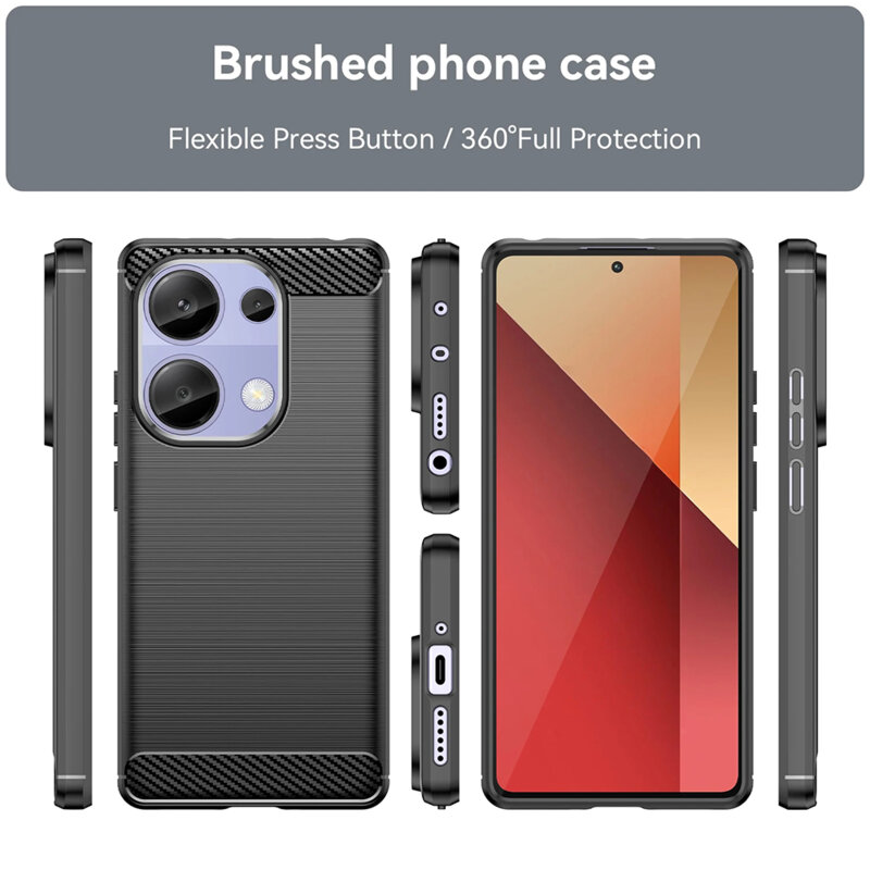 Husa Xiaomi Poco M6 Pro 4G Techsuit Carbon Silicone, albastru