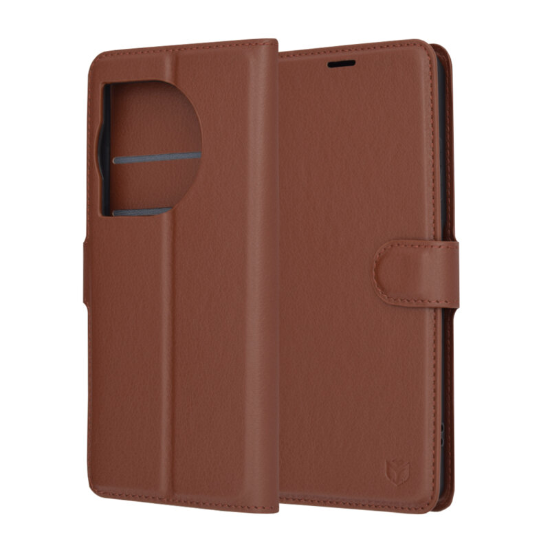 Husa OnePlus 12R Techsuit Leather Folio, maro
