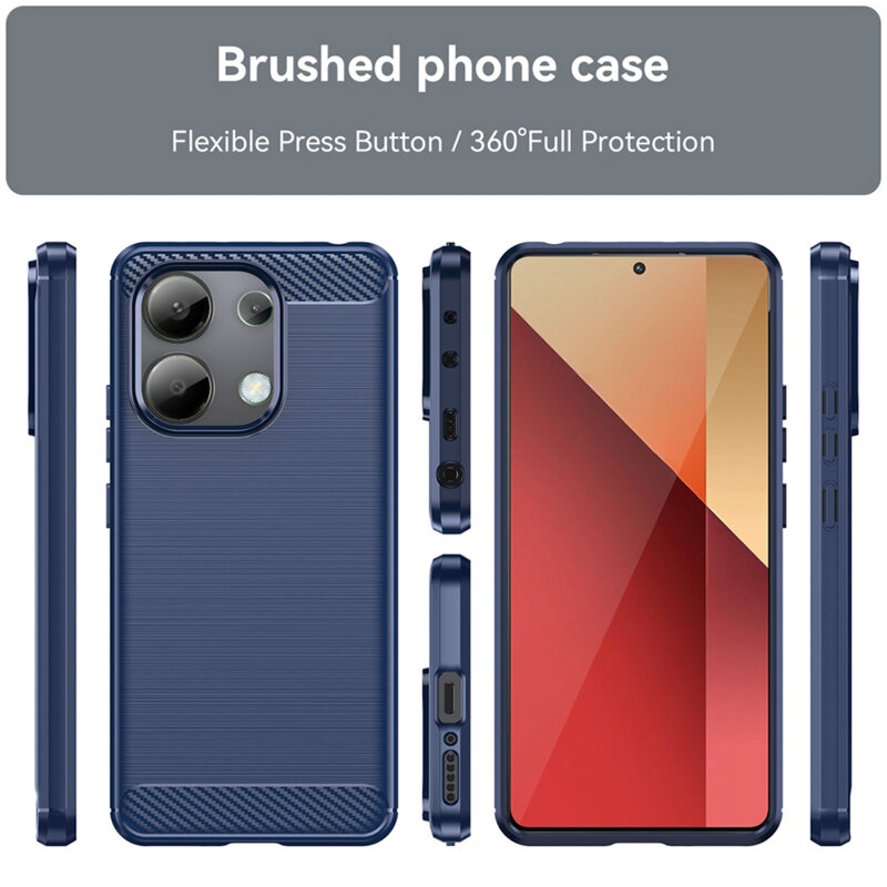 Husa Xiaomi Redmi Note 13 4G Techsuit Carbon Silicone, albastru