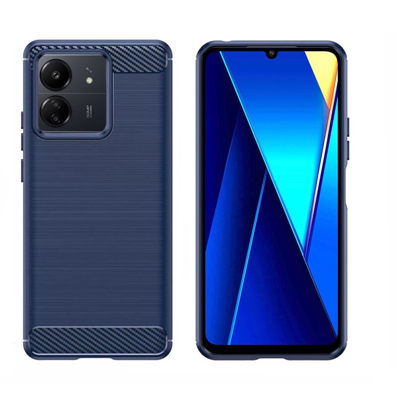 Husa Xiaomi Poco C65 Techsuit Carbon Silicone, albastru