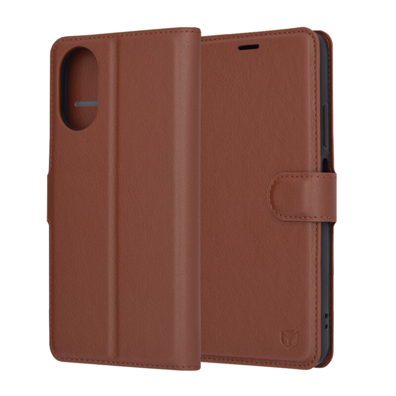 Husa Oppo A18 Techsuit Leather Folio, maro