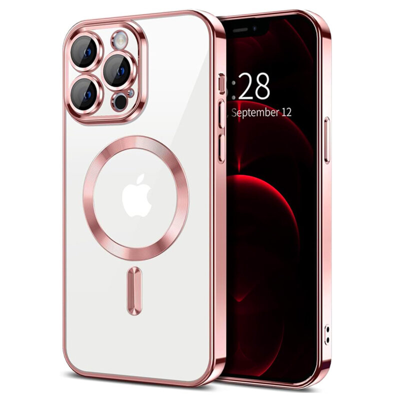 Husa premium iPhone 12 Pro Max Techsuit Luxury Crystal MagSafe, roz