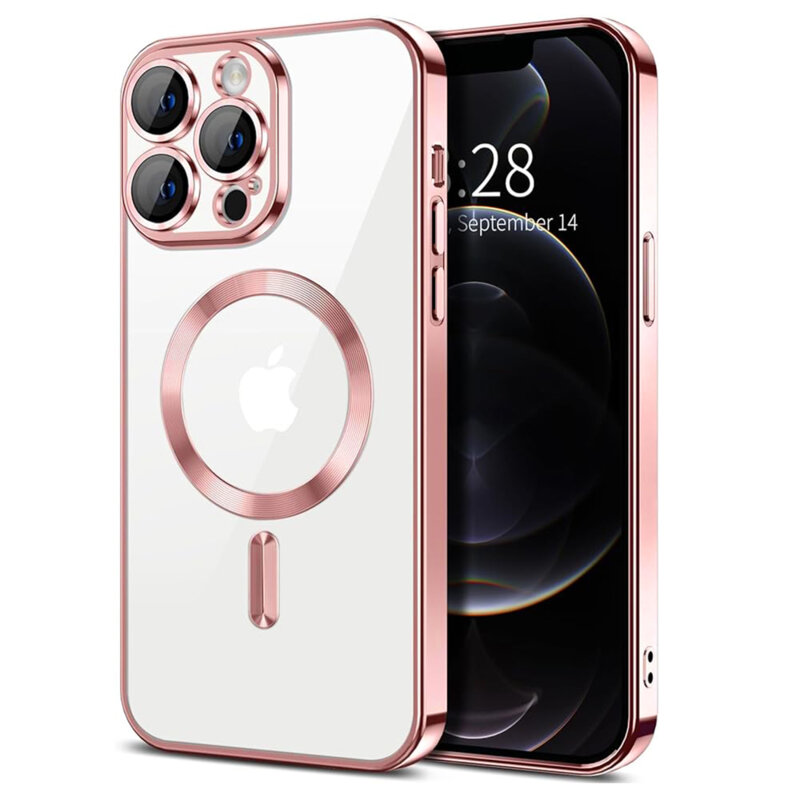 Husa premium iPhone 12 Pro Techsuit Luxury Crystal MagSafe, roz