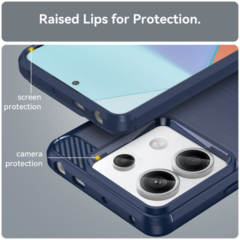 Husa Xiaomi Redmi Note 13 5G Techsuit Carbon Silicone, albastru