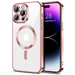 Husa premium iPhone 14 Pro Techsuit Luxury Crystal MagSafe, roz