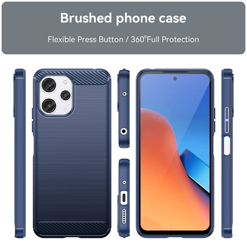 Husa Xiaomi Redmi 12 4G Techsuit Carbon Silicone, albastru