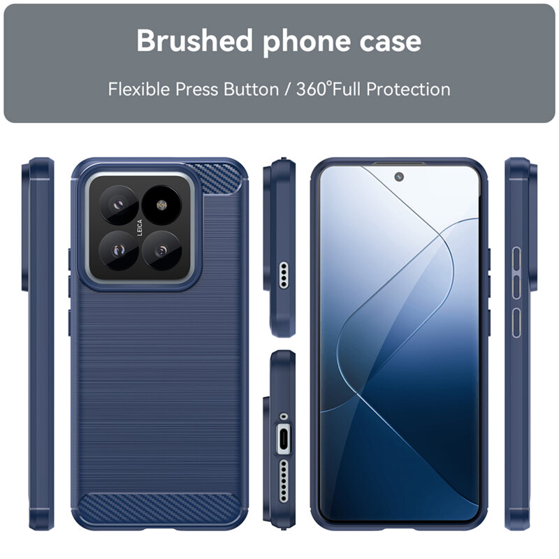 Husa Xiaomi 14 Techsuit Carbon Silicone, albastru