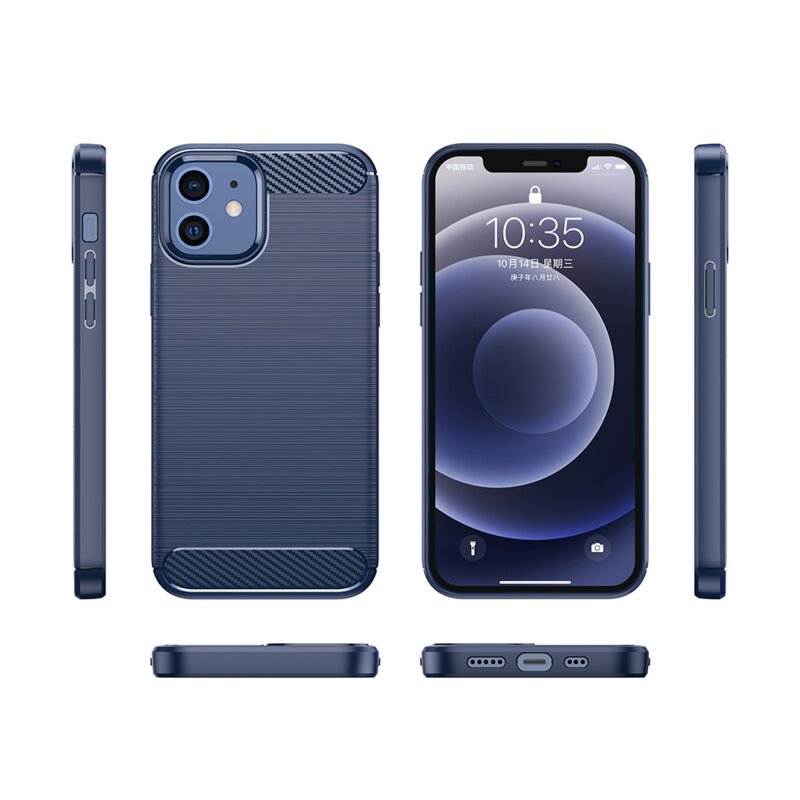 Husa Xiaomi Redmi Note 12 5G Techsuit Carbon Silicone, albastru