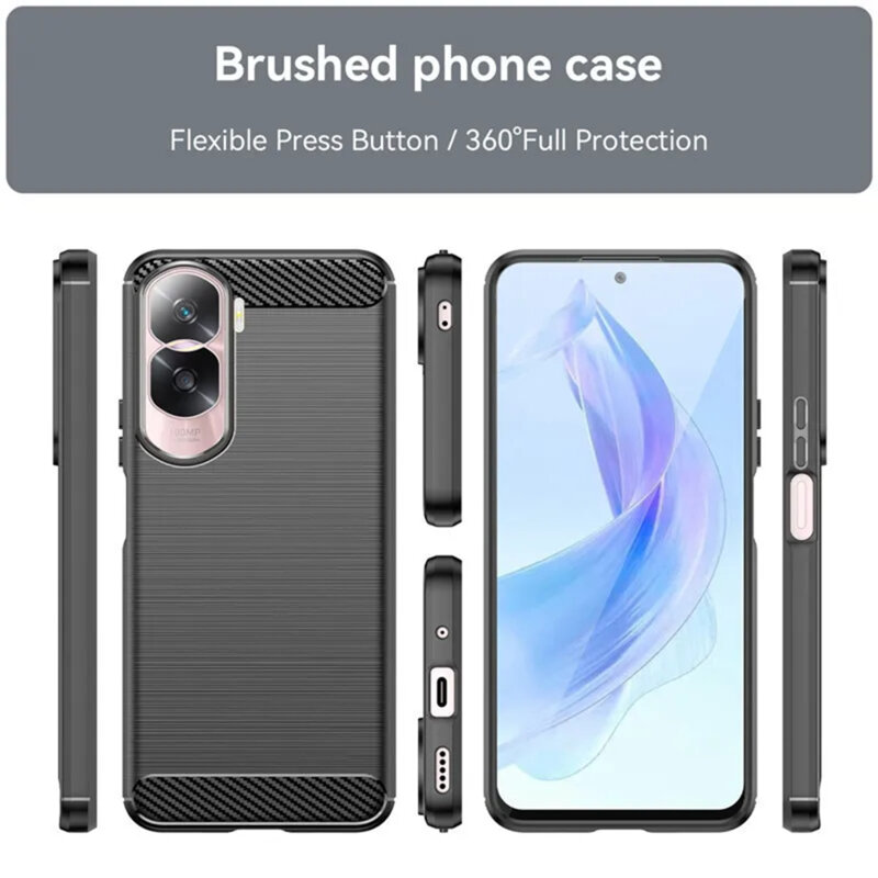 Husa Honor 90 Lite Techsuit Carbon Silicone, albastru