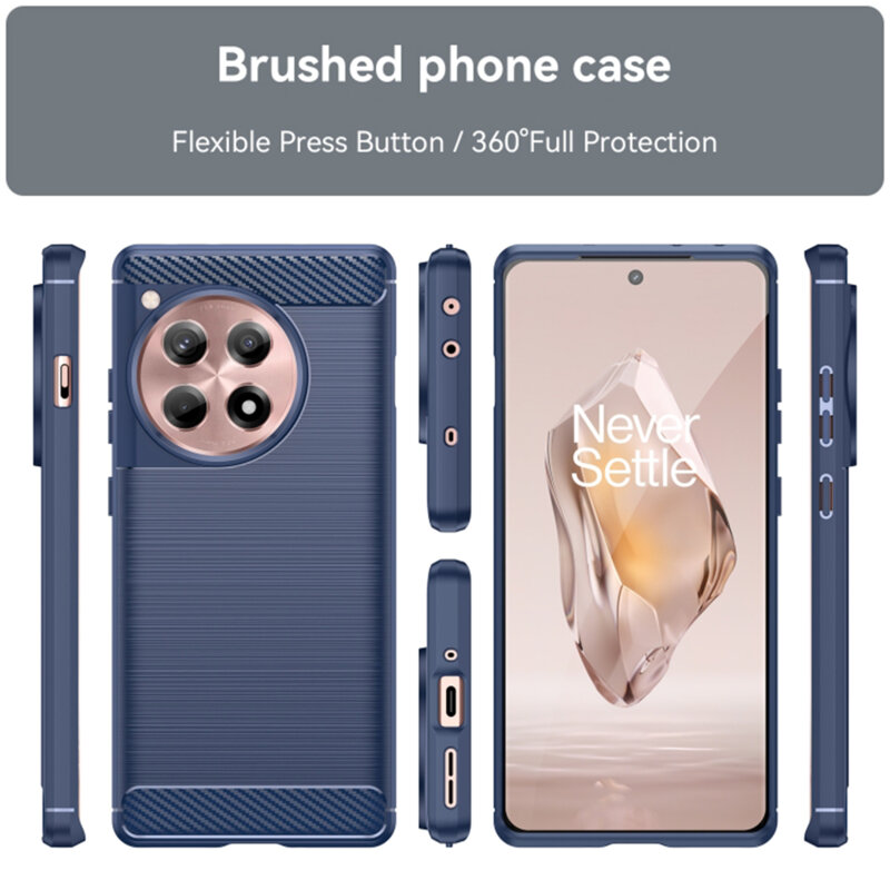 Husa OnePlus 12R Techsuit Carbon Silicone, albastru