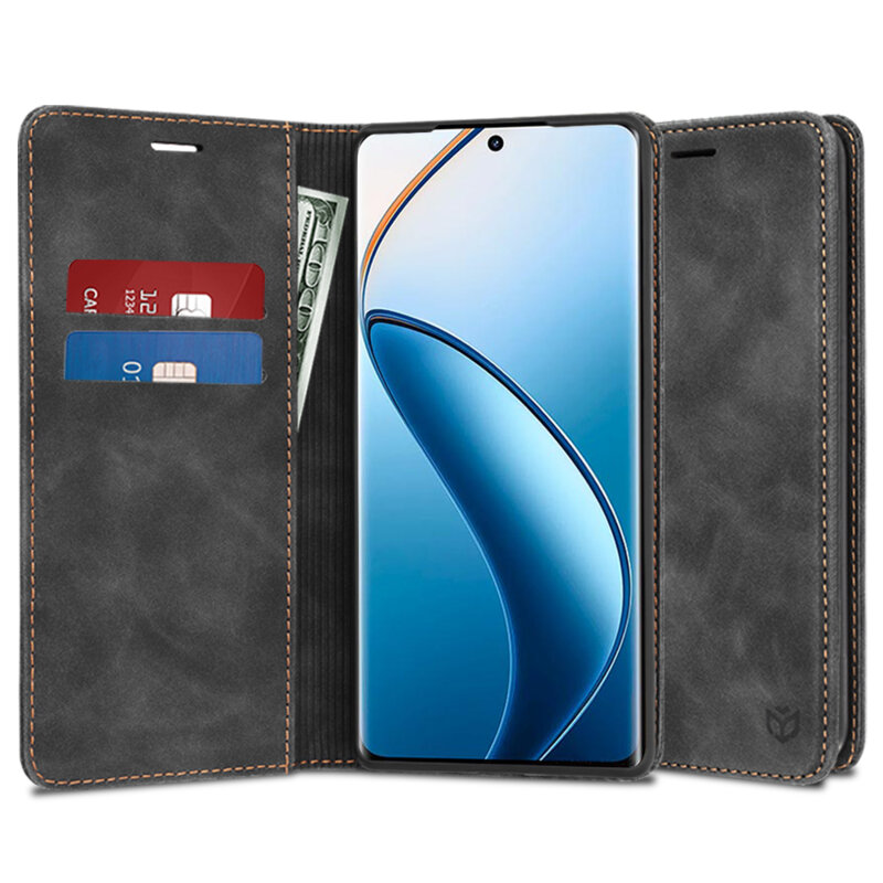 Husa piele Realme 12 Pro Techsuit Confy Cover, negru