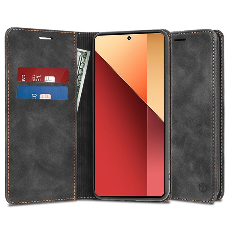 Husa piele Xiaomi Redmi Note 13 Pro 4G Techsuit Confy Cover, negru
