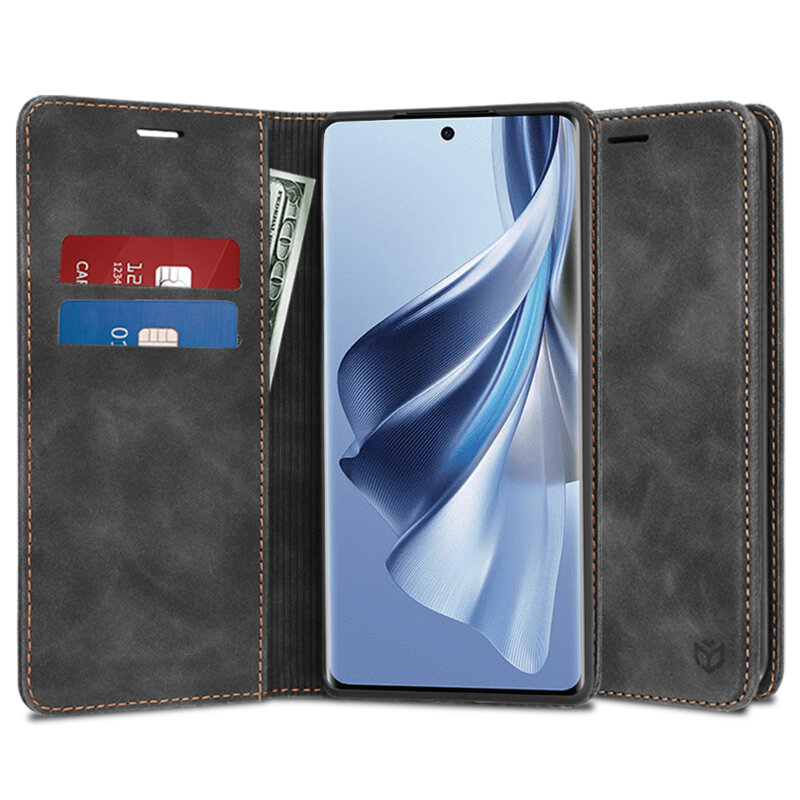 Husa piele Oppo Reno10 Techsuit Confy Cover, negru