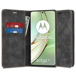 Husa piele Motorola Edge 40 Techsuit Confy Cover, negru