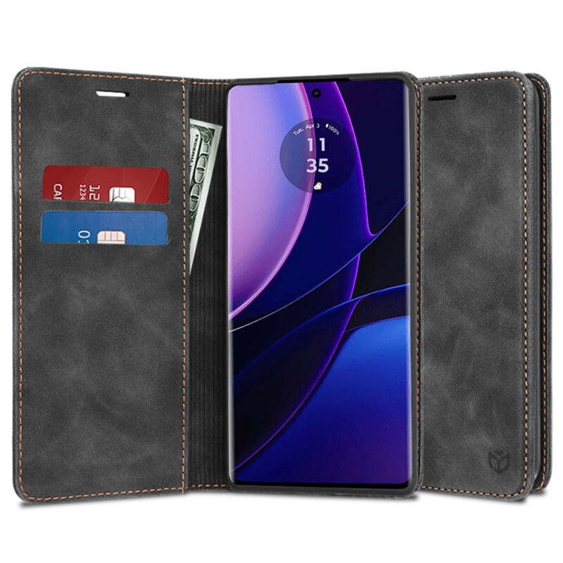 Husa piele Motorola Edge (2023) Techsuit Confy Cover, negru