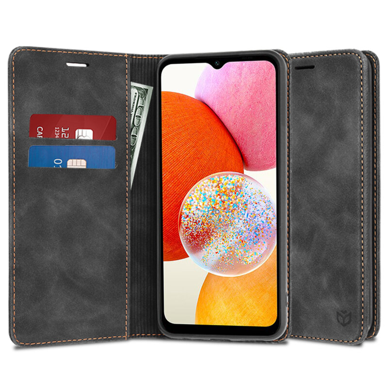 Husa piele Samsung Galaxy A14 4G Techsuit Confy Cover, negru