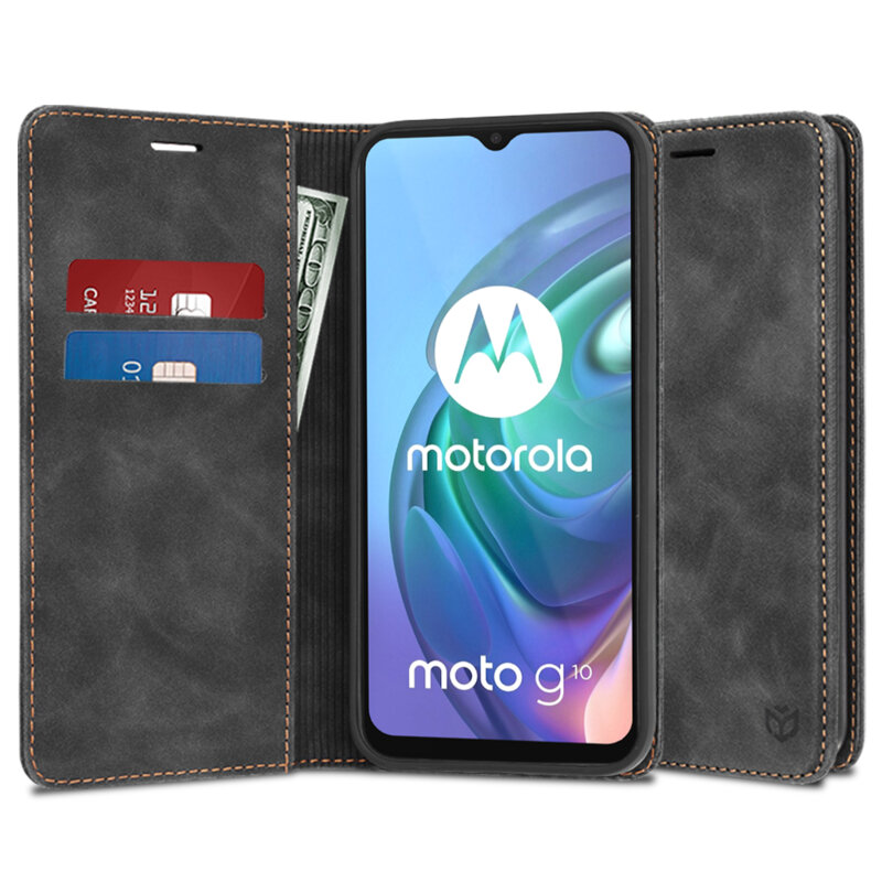 Husa piele Motorola Moto G10 Techsuit Confy Cover, negru