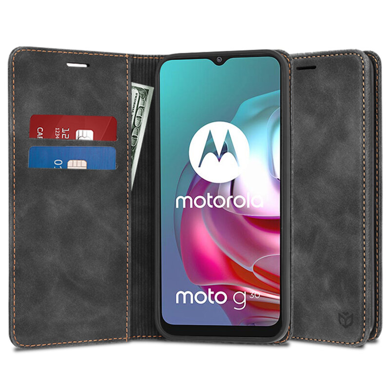 Husa piele Motorola Moto G30 Techsuit Confy Cover, negru