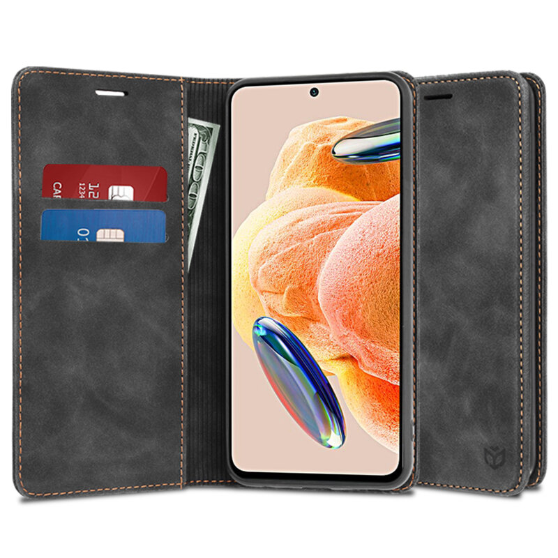 Husa piele Xiaomi Redmi Note 12 Pro 4G Techsuit Confy Cover, negru
