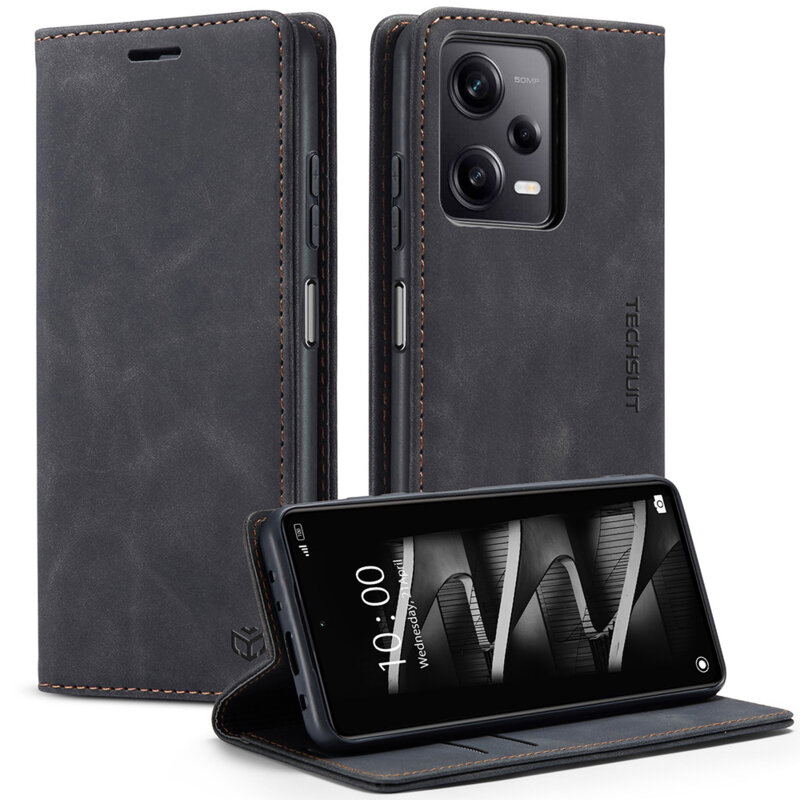 Husa piele Xiaomi Redmi Note 12 Pro 4G Techsuit Confy Cover, negru