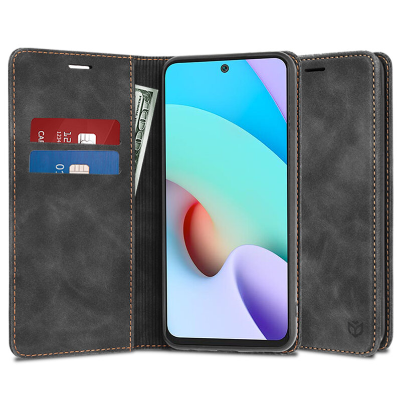 Husa piele Xiaomi Redmi 10 Techsuit Confy Cover, negru