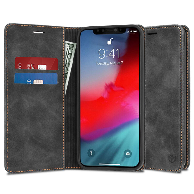 Husa piele iPhone XS Techsuit Confy Cover, negru