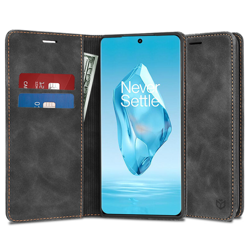 Husa piele OnePlus 12R Techsuit Confy Cover, negru