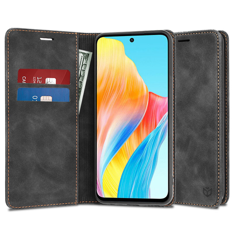 Husa piele Oppo A58 4G Techsuit Confy Cover, negru