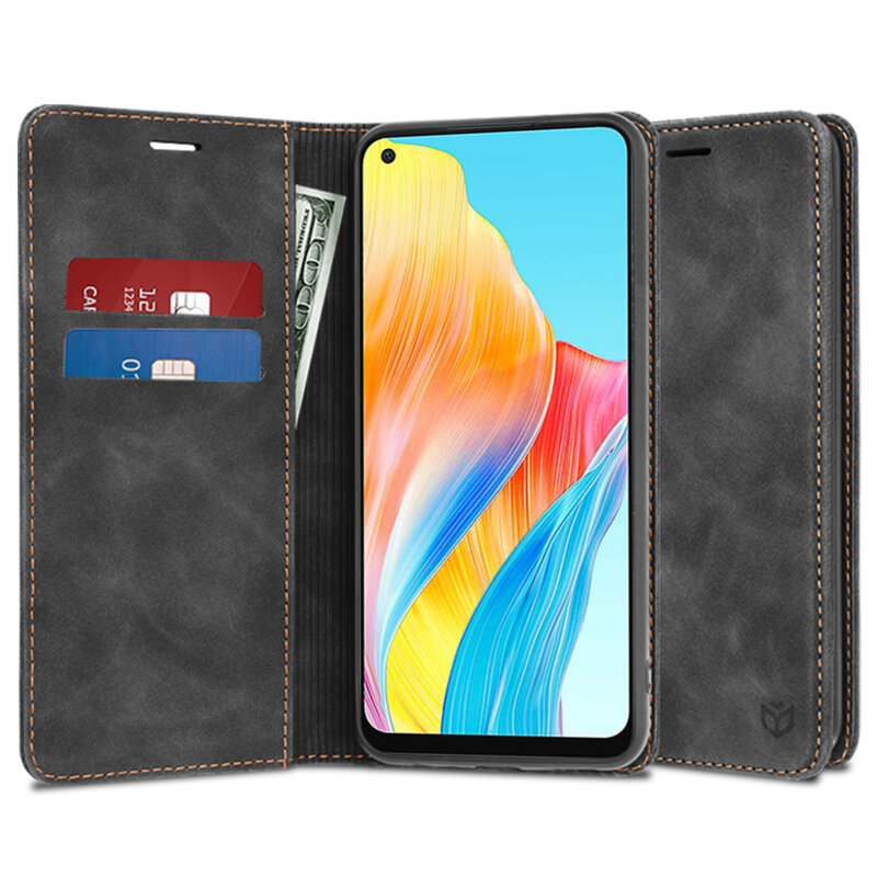 Husa piele Oppo A78 4G Techsuit Confy Cover, negru