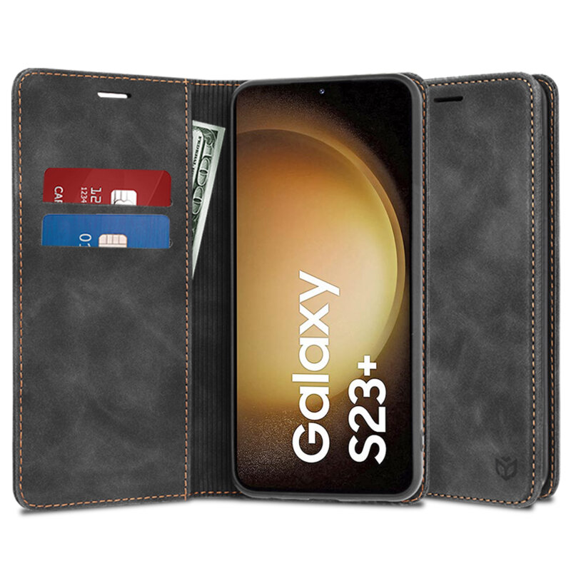 Husa piele Samsung Galaxy S23 Plus Techsuit Confy Cover, negru