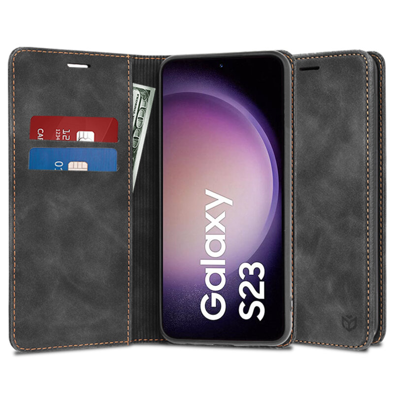 Husa piele Samsung Galaxy S23 Techsuit Confy Cover, negru
