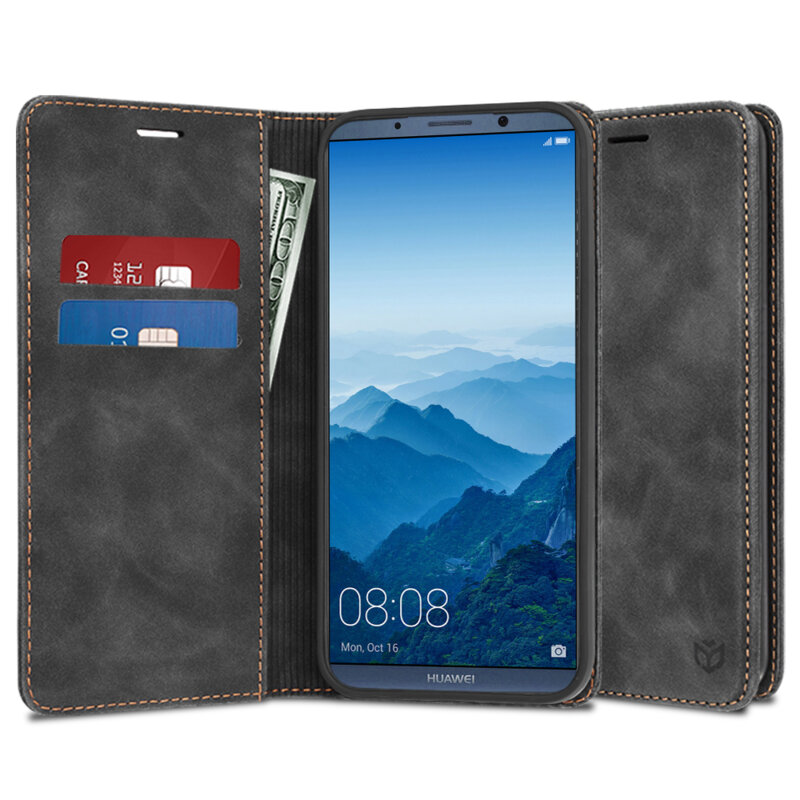 Husa piele Huawei Mate 10 Pro Techsuit Confy Cover, negru